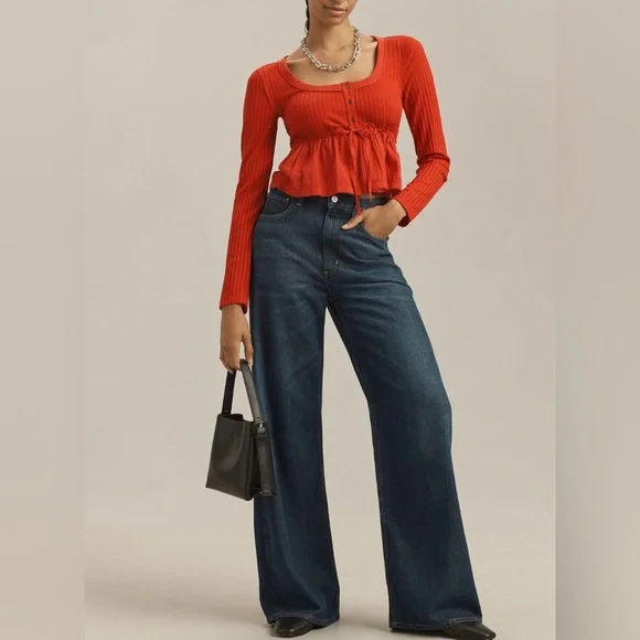 Pilcro Long-Sleeve Scoop-Neck Babydoll Top - Picture 3 of 11